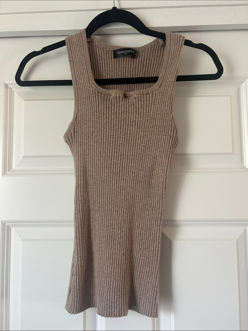 MINKPINK Ribbed Square Neck Tank - Taupe